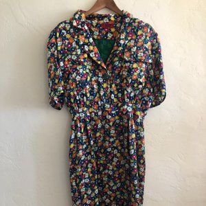 Vintage Night by Valentino, Silky 80's floral dress